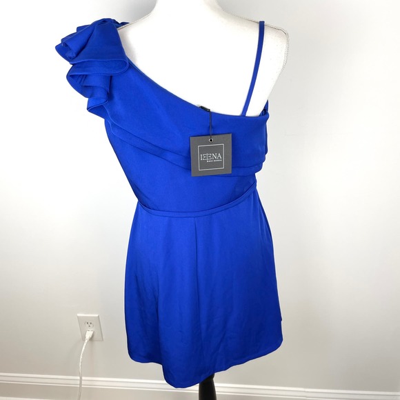 Mac Duggal One Shoulder Ruffle Mini Dress 55286 Royal Blue Size 8 New - Picture 8 of 14